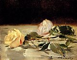 Two Roses On A Tablecloth by Edouard Manet